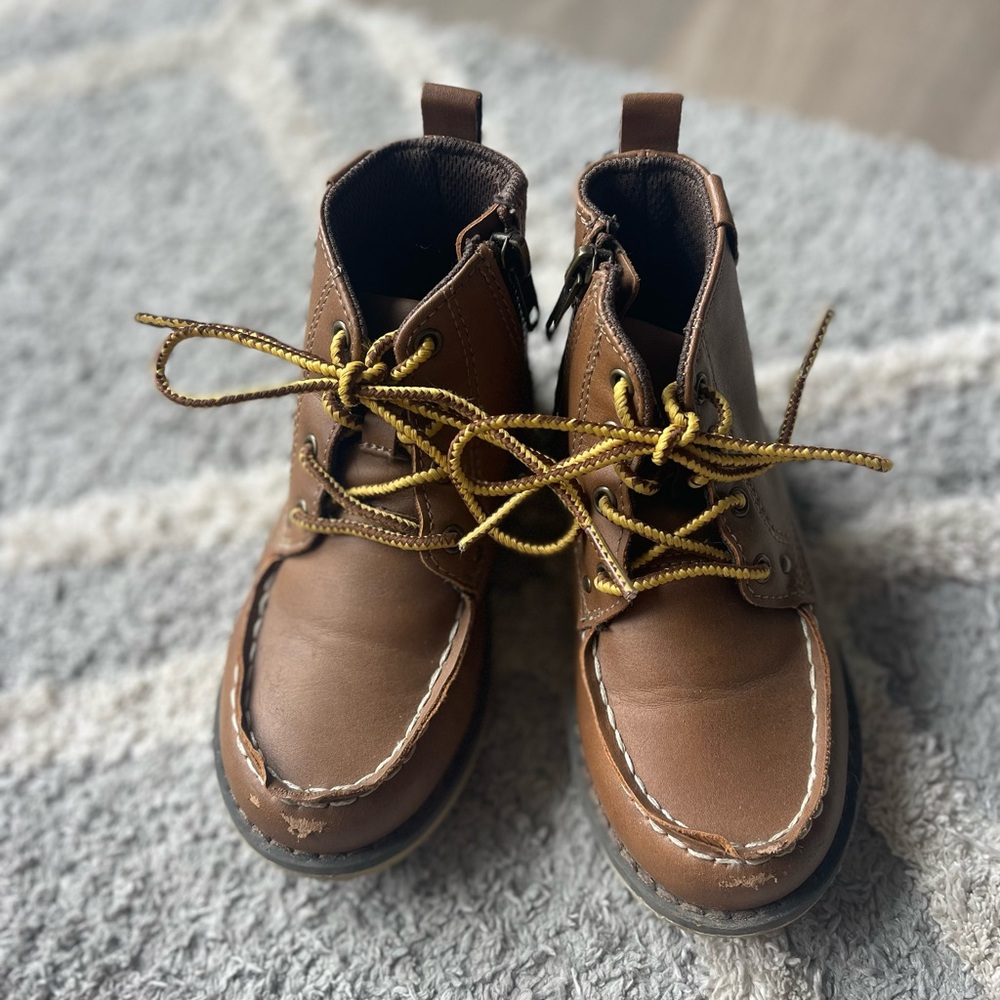 Crevo Kids Brown Boots with Mustard Laces